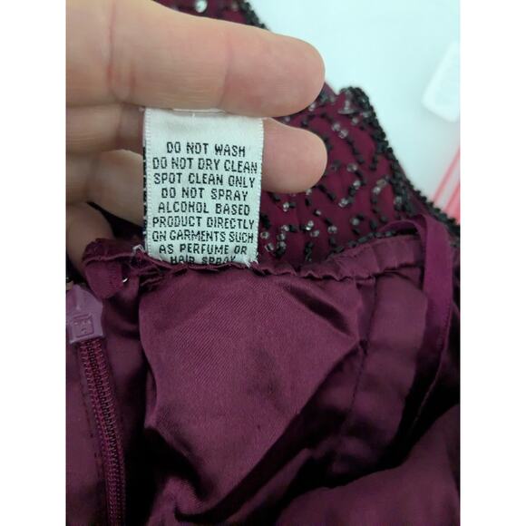 Scala Prom Dress Maxi Gown L Red Black Vintage Bead Silk Glam Holiday Y2K 90s - Picture 12 of 12